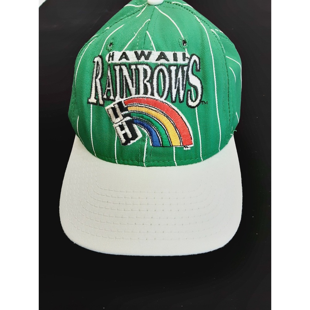 1984 Snapback Hat Hawaii Rainbows Pinstripe University Hawaii Warriors VTG USA